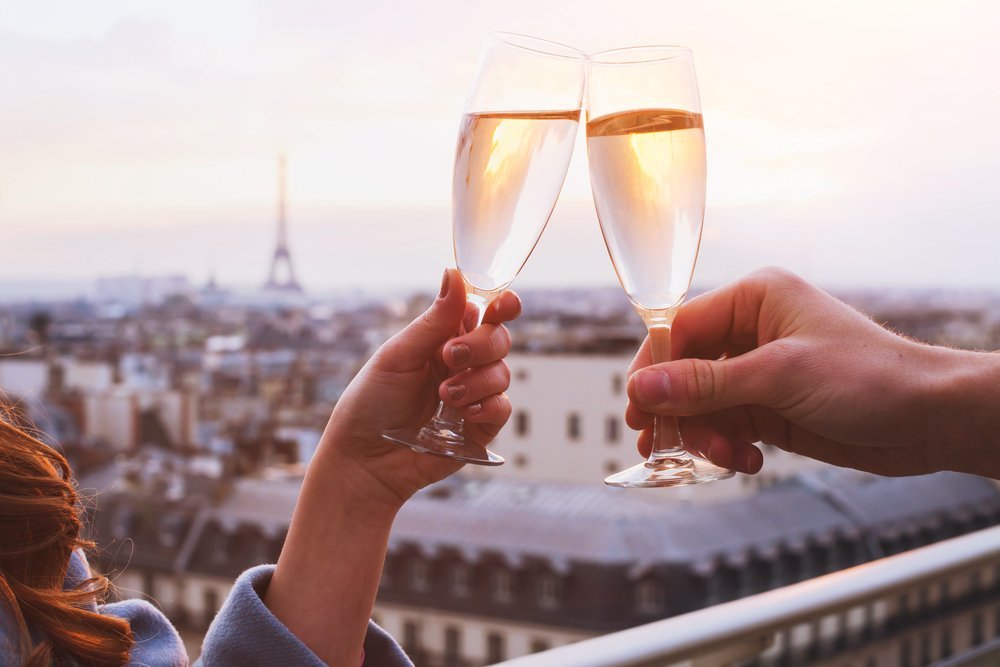 Toasting with champagne in Paris
