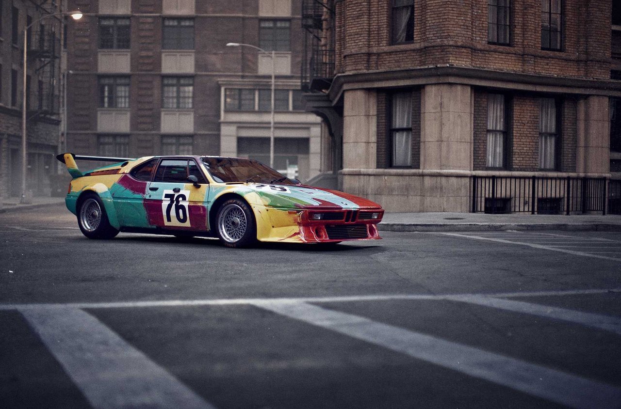 Bold blocks of colour blur into eachother on Andy Warhol's BMW Art Car.