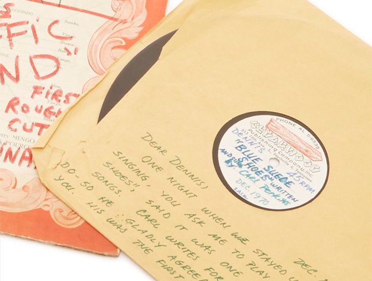 Handwritten note on Dennis Hopper's record collection