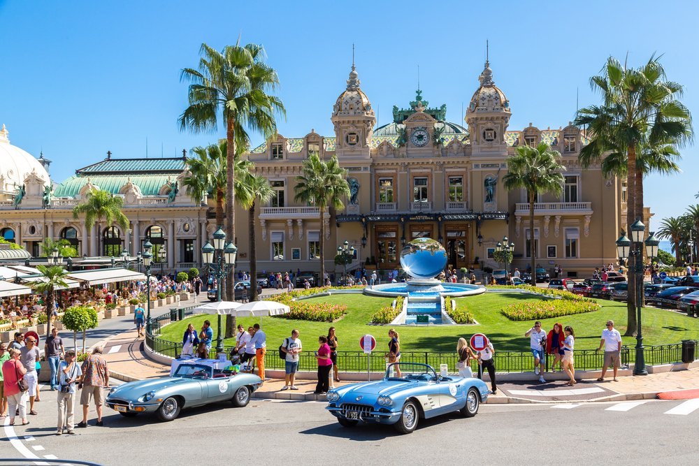 Luxury cars displayed at Monaco's casino