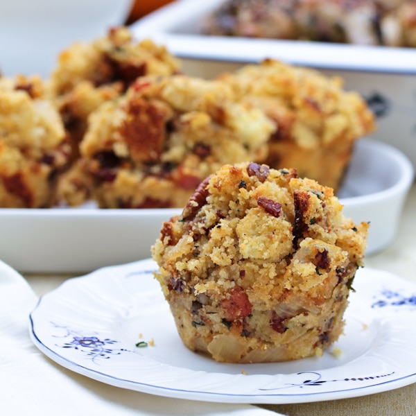 Cornbread Stuffing Muffins with Apples and Pancetta Thanksgiving Menu: Over the Top Ideas for Your Feast
