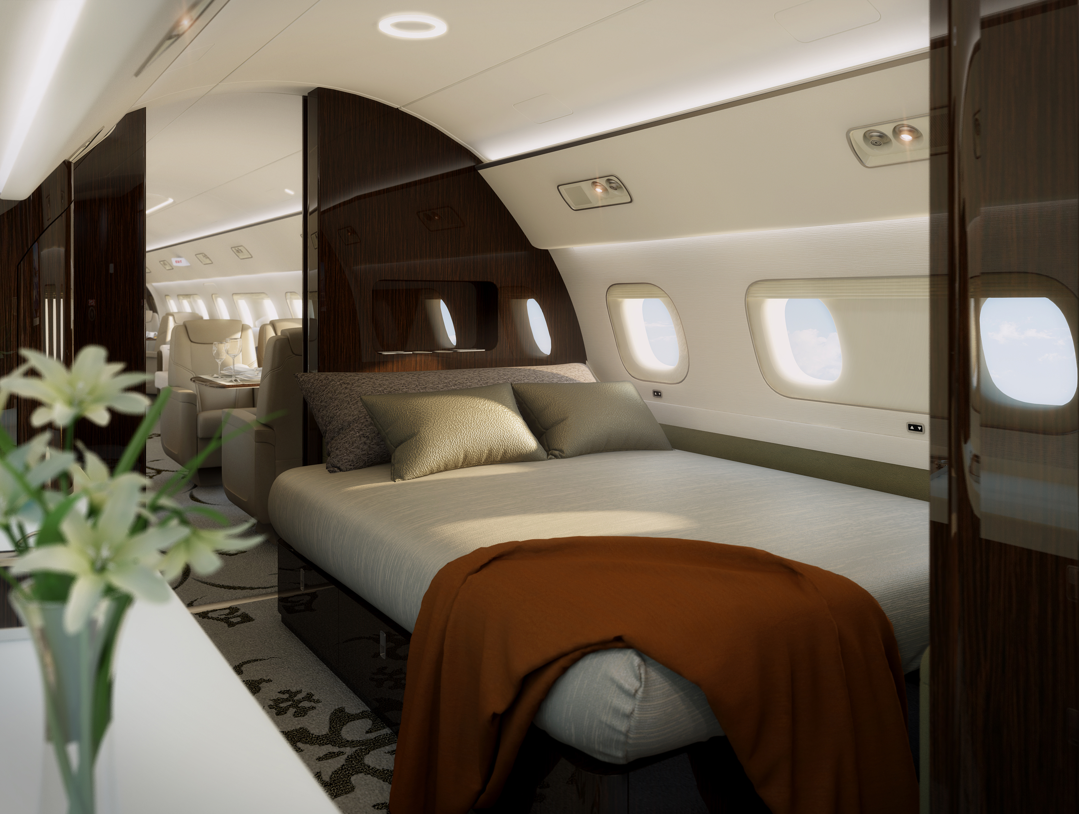 Bed inside an Embraer Lineage 1000E A Look Inside Luxury Planes