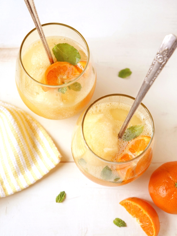Tangerine Sorbet Champagne Floats New Year's Drinks for the Home Mixologist