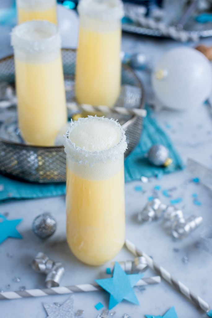 Pineapple Coconut Champagne Cocktail New Year's Drinks for the Home Mixologist