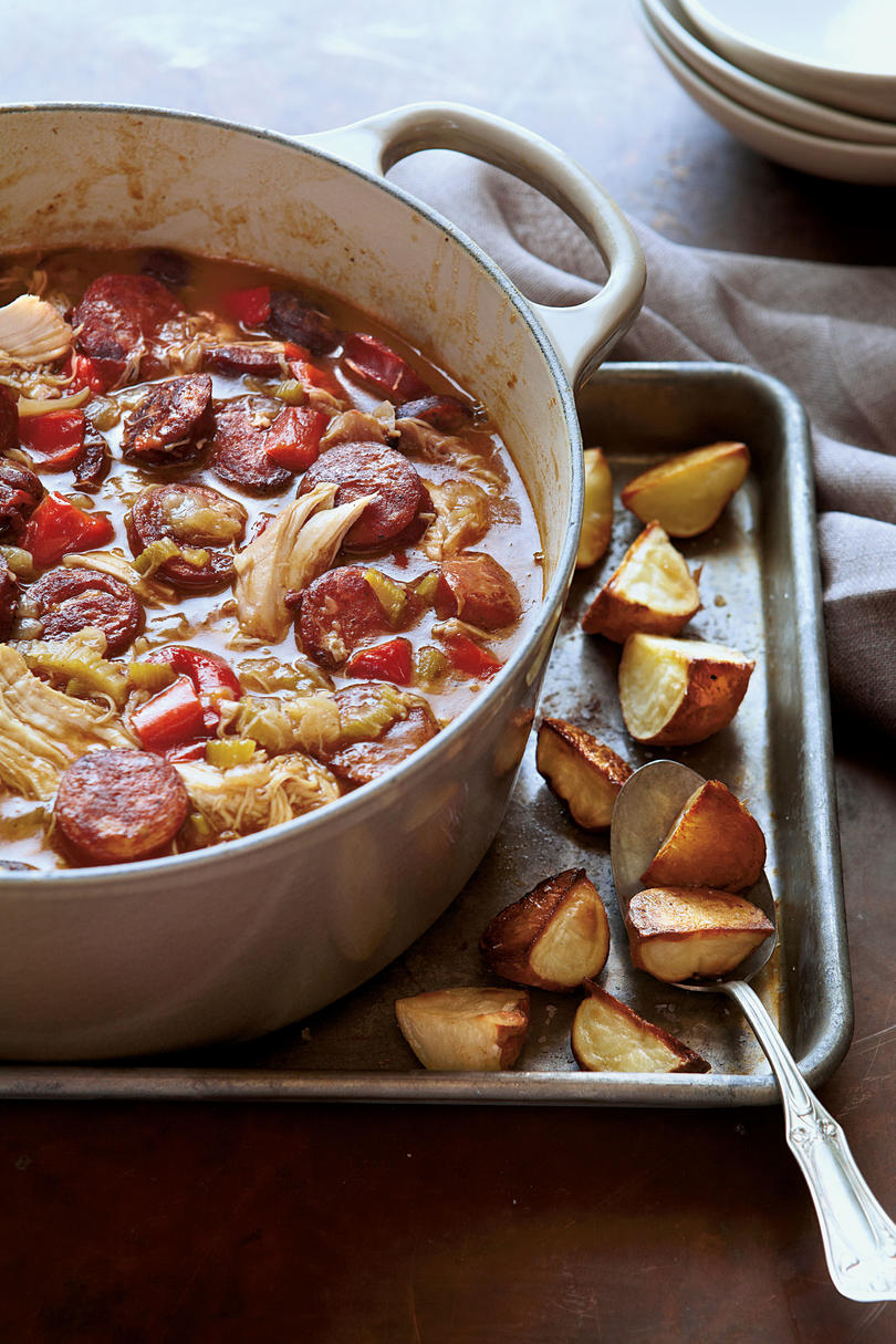 Chicken-Andouille Gumbo with Roasted Potatoes Mardi Gras Dishes: Delectable Dishes Everyone Needs to Try