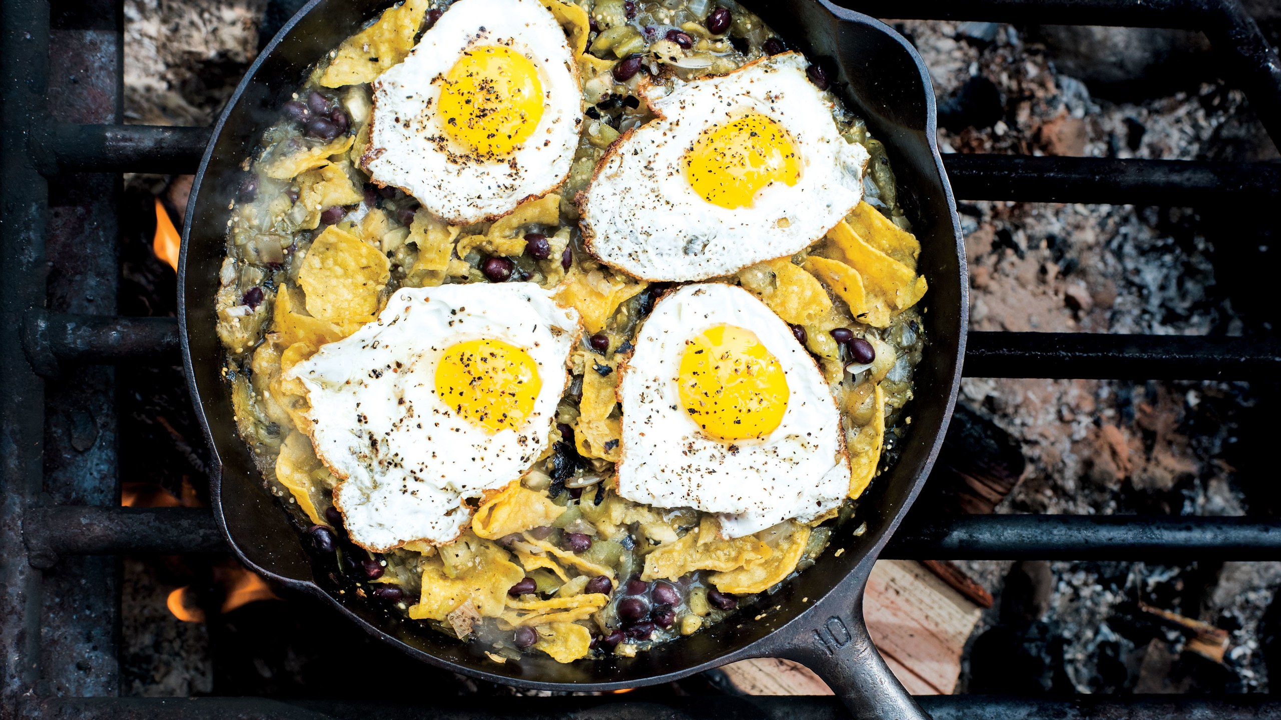 Chilaquiles with Blistered Tomatillo Salsa and Eggs Gourmet Camping Recipes for Your Glamping Adventure
